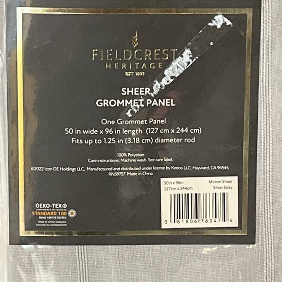 Fieldcrest Mirron Solid Sheer Grommet Top Single Panel Silver‎ Gray 50 x 84 - Picture 6 of 12
